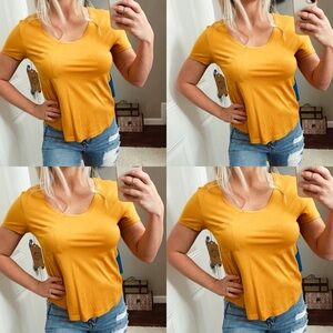 Zara Trafaluc classic Marigold  pocket Tee shirt size small